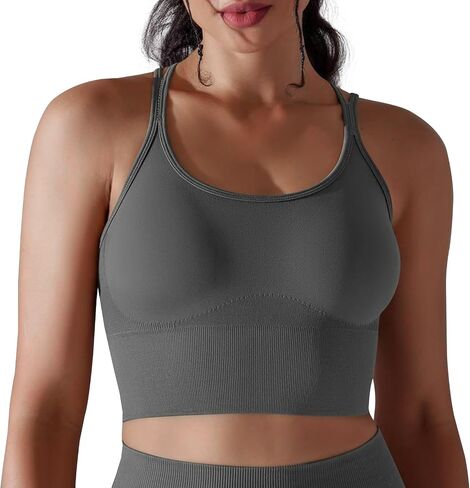 LONGBIDA Strappy Sports Bra for Women Sexy Crisscross Back Light Support Yoga Bra with Removable Cups in Saudi Arabia