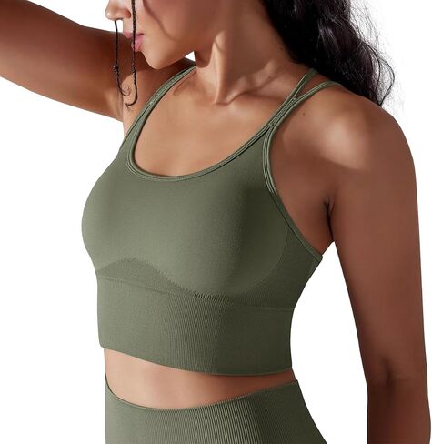 LONGBIDA Strappy Sports Bra for Women Sexy Crisscross Back Light Support Yoga Bra with Removable Cups in Saudi Arabia