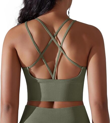 LONGBIDA Strappy Sports Bra for Women Sexy Crisscross Back Light Support Yoga Bra with Removable Cups in Saudi Arabia
