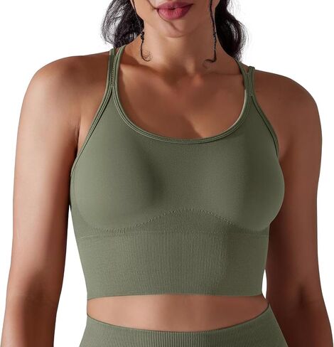 LONGBIDA Strappy Sports Bra for Women Sexy Crisscross Back Light Support Yoga Bra with Removable Cups in Saudi Arabia