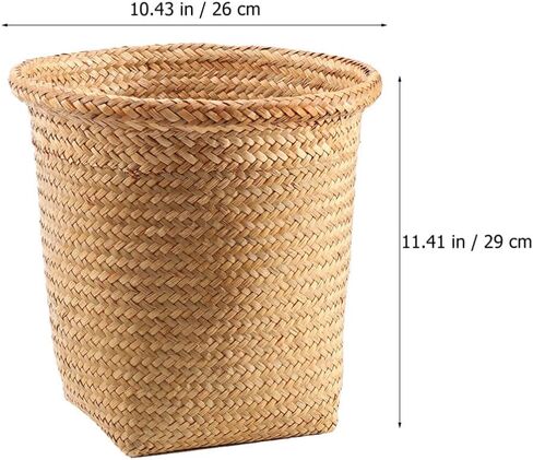 Operitacx Seagrass Waste Basket Woven Trash Can Garbage Can for Bedroom Garbage Container Bin Wicker Rattan Laundry Hamper Plant Pot Storage Basket for Bathroom Kitchen Home Office (10.4X11.4 inch) in Saudi Arabia
