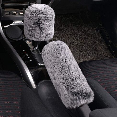 SHIAWASENA Warm Faux Wool Steering Wheel Cover with Handbrake Cover & Gear Shift Cover 3 Pcs Set (Black) in Saudi Arabia