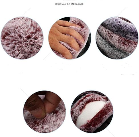 SHIAWASENA Warm Faux Wool Steering Wheel Cover with Handbrake Cover & Gear Shift Cover 3 Pcs Set (Black) in Saudi Arabia
