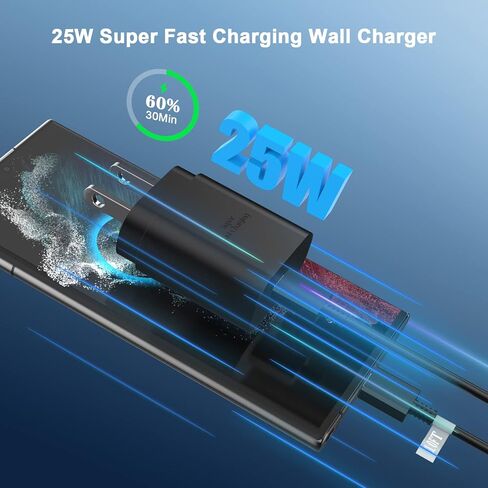 Galaxy S24 Ultra Charger Super Fast Charging, 3 Pack 25W USB C Wall Charger Block with 10FT Long USB C to C Charging Cable for Galaxy S24/S24+/S24 Ultra/S23/S23+/S23 Ultra/S22/S21/S20/Note 20/Note 10 in Kuwait