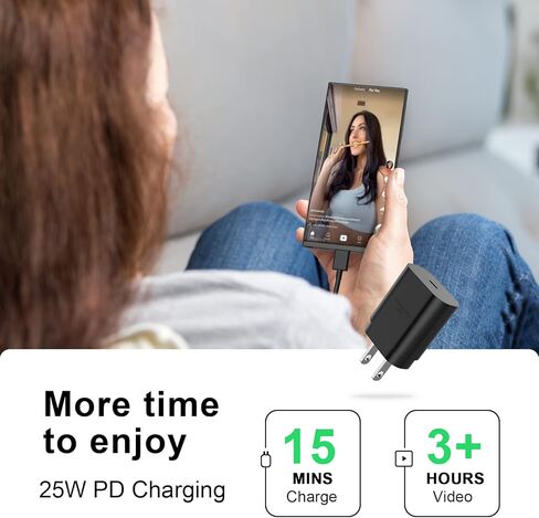 Galaxy S24 Ultra Charger Super Fast Charging, 3 Pack 25W USB C Wall Charger Block with 10FT Long USB C to C Charging Cable for Galaxy S24/S24+/S24 Ultra/S23/S23+/S23 Ultra/S22/S21/S20/Note 20/Note 10 in Kuwait