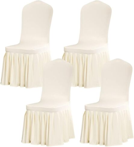 HAOYONG Dining Chair Cover Slipcovers with Skirt Stretch Banquet Chair Cover Washable Seat Covers Protector for Dining Chair Hotel Ceremony Banquet Wedding Party - Set of 6 in Saudi Arabia