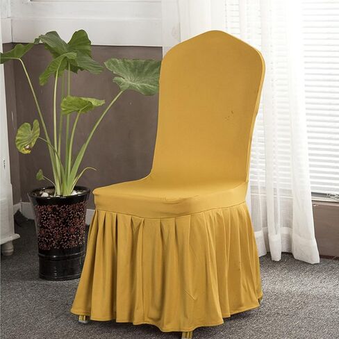 HAOYONG Dining Chair Cover Slipcovers with Skirt Stretch Banquet Chair Cover Washable Seat Covers Protector for Dining Chair Hotel Ceremony Banquet Wedding Party - Set of 6 in Saudi Arabia