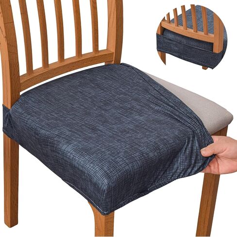 KRFOONN Stretch Dining Chair Seat Covers for Dining Room Chairs Set of 2, Printed Kitchen Chair Covers Removable Washable Chair Seat Slipcovers Chair Seat Slipcovers Protector (Rear-Covered, 01) in Kuwait