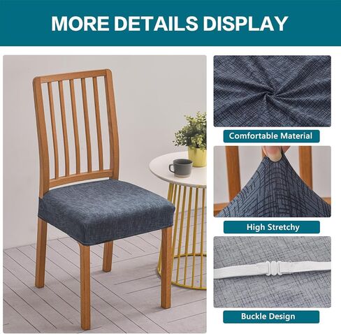 KRFOONN Stretch Dining Chair Seat Covers for Dining Room Chairs Set of 2, Printed Kitchen Chair Covers Removable Washable Chair Seat Slipcovers Chair Seat Slipcovers Protector (Rear-Covered, 01) in Kuwait