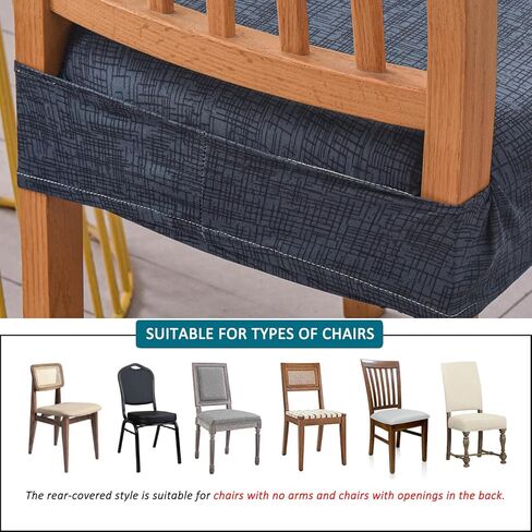 KRFOONN Stretch Dining Chair Seat Covers for Dining Room Chairs Set of 2, Printed Kitchen Chair Covers Removable Washable Chair Seat Slipcovers Chair Seat Slipcovers Protector (Rear-Covered, 01) in Kuwait