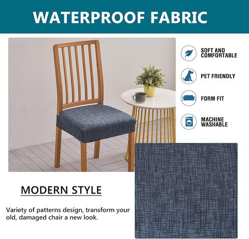 KRFOONN Stretch Dining Chair Seat Covers for Dining Room Chairs Set of 2, Printed Kitchen Chair Covers Removable Washable Chair Seat Slipcovers Chair Seat Slipcovers Protector (Rear-Covered, 01) in Kuwait