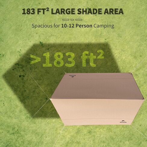 Naturehike Cloud Skies Camping Tent Tarp with Poles, Waterproof PU 18000mm+ Rain Shelter, Anti-UV UPF2000+ Camping Sun Shelter Camping Canopy, Camping Tent Canopy for Outdoor Party, Picnic in Kuwait