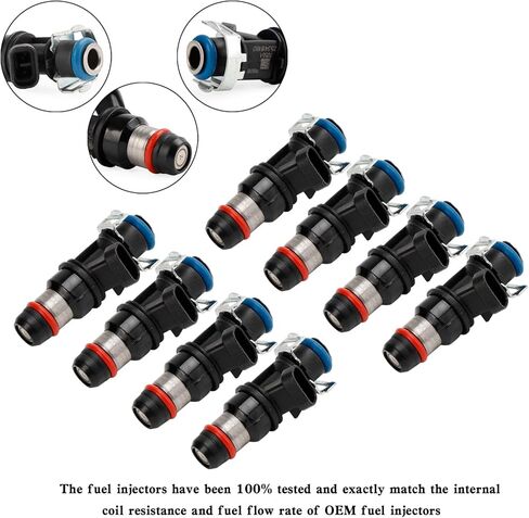 1×Fuel Injectors Fit For 8.1 Mercury Mercruiser 496 MAG,-496 HO 8.1S MPI,8.1L HO,For Chevrolet and GMC Trucks 1999-2007 4.8L 5.3L 6.0L 8.1L fitted with Delphi Multec II injectors Mini Connector in Kuwait