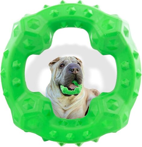 TSPRO Dog Ring Toy, Natural Rubber Ring Chew Toy for Dogs, Real Beef Flavor, Dog Chew Toys for Teeth Cleaning Unique Interactive Dog Toys for Medium Dogs to Large Dogs (Ring Green) in Saudi Arabia