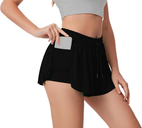 Athletic Shorts for Women Running Tennis Sports Shorts 2-in-1 Double Layer Quick-Drying Comfy Shorts Skort in Saudi Arabia
