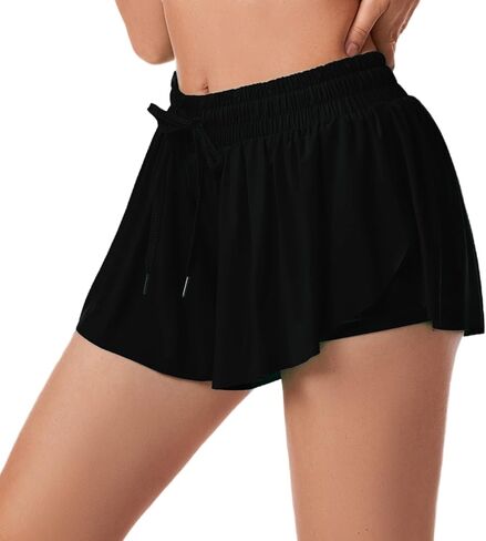 Athletic Shorts for Women Running Tennis Sports Shorts 2-in-1 Double Layer Quick-Drying Comfy Shorts Skort in Saudi Arabia