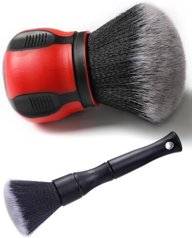Curveball Detail Brush, Car Ultra Soft Bristles Detailing Brushes, 2PC Professional Auto Cleaning Brush, Covers Large Area Inside or Outside Vehicles, Exterior Interior Brush- Gray in Kuwait