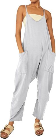Jumpsuits for Women Casual Summer Rompers Sleeveless Loose Spaghetti Strap Baggy Overalls Y2k Jumpers with Pockets in Saudi Arabia