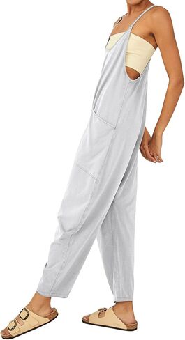 Jumpsuits for Women Casual Summer Rompers Sleeveless Loose Spaghetti Strap Baggy Overalls Y2k Jumpers with Pockets in Saudi Arabia