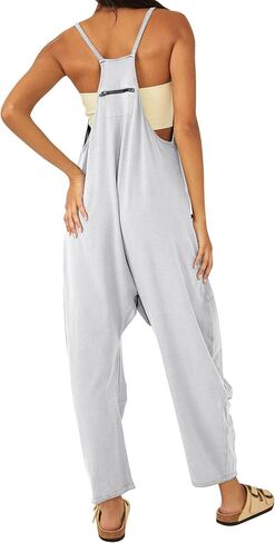 Jumpsuits for Women Casual Summer Rompers Sleeveless Loose Spaghetti Strap Baggy Overalls Y2k Jumpers with Pockets in Saudi Arabia