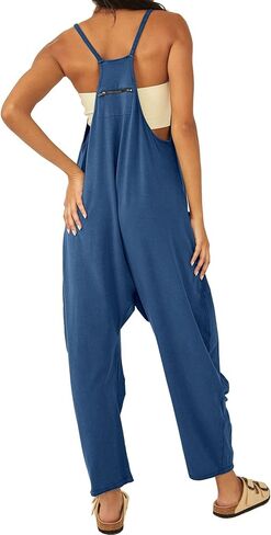 Jumpsuits for Women Casual Summer Rompers Sleeveless Loose Spaghetti Strap Baggy Overalls Y2k Jumpers with Pockets in Saudi Arabia