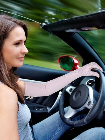 Women UV Protection Driving Gloves Breathable Sun Block Gloves for Summer Riding Supplies (Beige) in Saudi Arabia