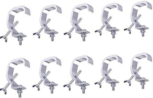 10 Pack （1-2 ）Inch Quick Release Heavy Duty 220 Lbs Aluminum Alloy Stage Lighting Clamp for Moving Head Light Par Light Spotlight (BLACK 44LBS) in Kuwait