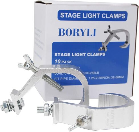 10 Pack （1-2 ）Inch Quick Release Heavy Duty 220 Lbs Aluminum Alloy Stage Lighting Clamp for Moving Head Light Par Light Spotlight (BLACK 44LBS) in Kuwait