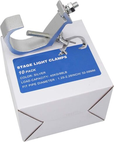 10 Pack （1-2 ）Inch Quick Release Heavy Duty 220 Lbs Aluminum Alloy Stage Lighting Clamp for Moving Head Light Par Light Spotlight (BLACK 44LBS) in Kuwait