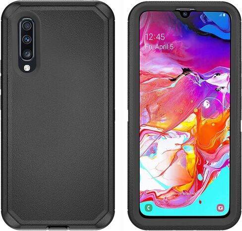 Asuwish Phone Case for Samsung Galaxy A70 with Tempered Glass Screen Protector and Cell Cover Hybrid Shockproof Protective Full Body Heavy Duty Mobile Accessories Glaxay A70S A 70 Gaxaly 70A S70 Black in Saudi Arabia