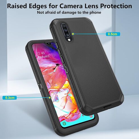 Asuwish Phone Case for Samsung Galaxy A70 with Tempered Glass Screen Protector and Cell Cover Hybrid Shockproof Protective Full Body Heavy Duty Mobile Accessories Glaxay A70S A 70 Gaxaly 70A S70 Black in Saudi Arabia