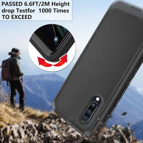 Asuwish Phone Case for Samsung Galaxy A70 with Tempered Glass Screen Protector and Cell Cover Hybrid Shockproof Protective Full Body Heavy Duty Mobile Accessories Glaxay A70S A 70 Gaxaly 70A S70 Black in Saudi Arabia