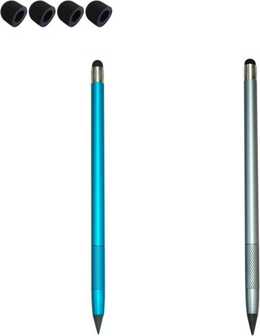 2PCS Stylus Pen for iPad, 2 in 1 Double-Ended Stylus Pen Universal for iPad/iPhone All Capacitive Touch Screens, Pencil Writing for Children/Student (Black+Silver) in Saudi Arabia