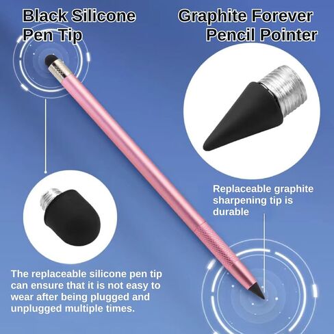 2PCS Stylus Pen for iPad, 2 in 1 Double-Ended Stylus Pen Universal for iPad/iPhone All Capacitive Touch Screens, Pencil Writing for Children/Student (Black+Silver) in Saudi Arabia