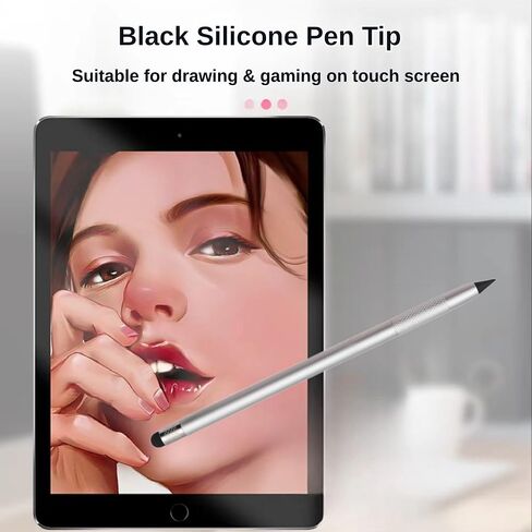 2PCS Stylus Pen for iPad, 2 in 1 Double-Ended Stylus Pen Universal for iPad/iPhone All Capacitive Touch Screens, Pencil Writing for Children/Student (Black+Silver) in Saudi Arabia