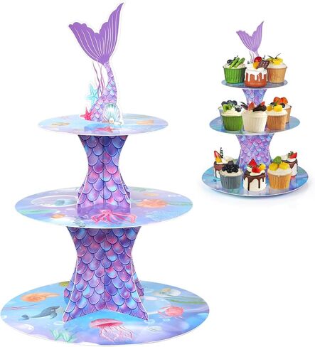 Gold Cupcake Stand, 3 Tier Cupcake Tower, Cardboard Cupcake Display Stand, Round Cupcake Tier Stand for Birthday, Baby Shower, Wedding Party in Saudi Arabia