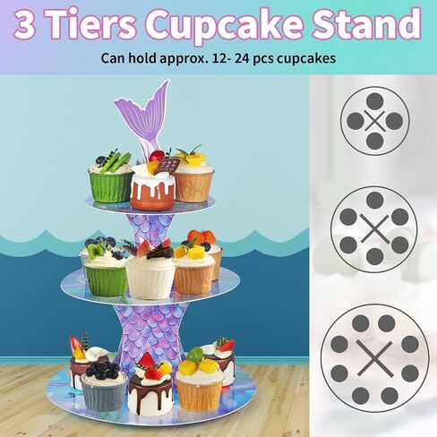 Gold Cupcake Stand, 3 Tier Cupcake Tower, Cardboard Cupcake Display Stand, Round Cupcake Tier Stand for Birthday, Baby Shower, Wedding Party in Saudi Arabia