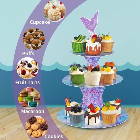 Gold Cupcake Stand, 3 Tier Cupcake Tower, Cardboard Cupcake Display Stand, Round Cupcake Tier Stand for Birthday, Baby Shower, Wedding Party in Saudi Arabia