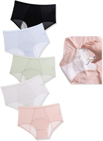 Women's Leakproof ladies Underwear High Waisted Underwear Breathable Cotton Briefs Silky Comfort Pack 5PCS in Saudi Arabia