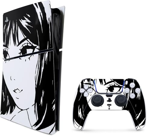 MightySkins Skin Compatible with Playstation 5 Slim Disk Edition Bundle - Black Marble Glitter | Protective, Durable, and Unique Vinyl Decal wrap Cover | Easy to Apply | Made in The USA in Kuwait