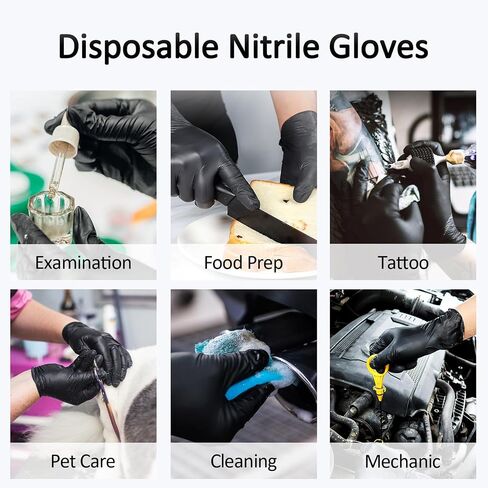 Schneider Nitrile Exam Gloves, Large, 200-ct Box, 4-mil, Black Disposable Gloves Latex-Free, Powder-Free, Food Safe, Medical Gloves for Cooking, Cleaning, Examination in Saudi Arabia