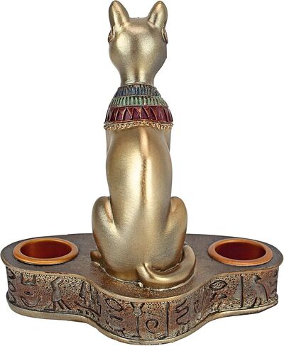 Design Toscano QL194545 Altar of the Cat Diety Bastet Egyptian Candle Holder, 4 inches wide, 5 inches tall, Handcast Polyresin, Bronze Finish in Saudi Arabia
