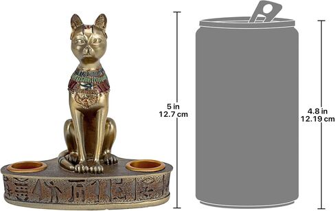Design Toscano QL194545 Altar of the Cat Diety Bastet Egyptian Candle Holder, 4 inches wide, 5 inches tall, Handcast Polyresin, Bronze Finish in Saudi Arabia