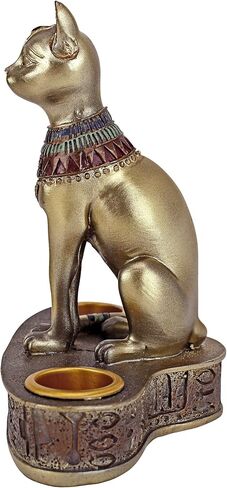 Design Toscano QL194545 Altar of the Cat Diety Bastet Egyptian Candle Holder, 4 inches wide, 5 inches tall, Handcast Polyresin, Bronze Finish in Saudi Arabia