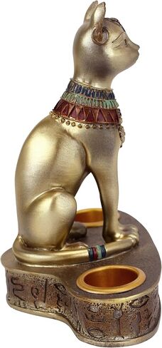 Design Toscano QL194545 Altar of the Cat Diety Bastet Egyptian Candle Holder, 4 inches wide, 5 inches tall, Handcast Polyresin, Bronze Finish in Saudi Arabia