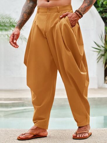 سراويل حريم رجالي من PASLTER مصنوعة من القطن واليوجا كاجوال مطوي هيبي علاء الدين للصيف in Kuwait