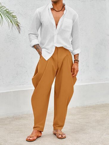 سراويل حريم رجالي من PASLTER مصنوعة من القطن واليوجا كاجوال مطوي هيبي علاء الدين للصيف in Kuwait