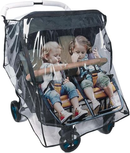 Miracle Baby Double Stroller Rain Cover, Universal Rain Cover for Double Stroller Side by Side, Twins Stroller Cover Baby Travel Weather Shields Fit Most Double Strollers, Baby Outdoor Accessories in Kuwait