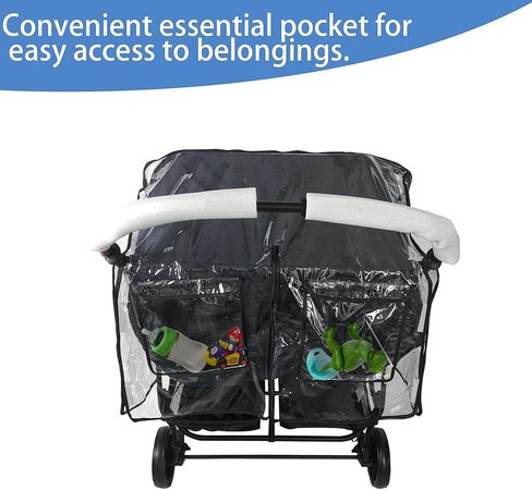 Miracle Baby Double Stroller Rain Cover, Universal Rain Cover for Double Stroller Side by Side, Twins Stroller Cover Baby Travel Weather Shields Fit Most Double Strollers, Baby Outdoor Accessories in Kuwait