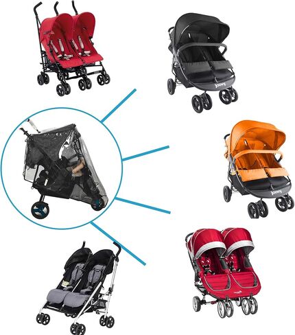 Miracle Baby Double Stroller Rain Cover, Universal Rain Cover for Double Stroller Side by Side, Twins Stroller Cover Baby Travel Weather Shields Fit Most Double Strollers, Baby Outdoor Accessories in Kuwait